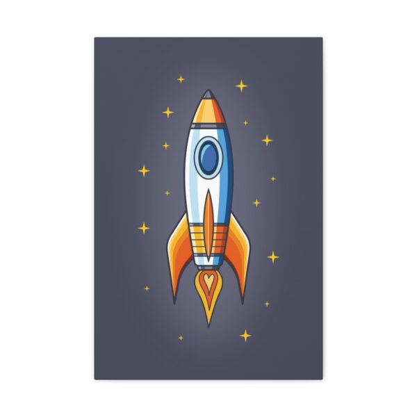 space-rocket-nursery-canvas-dark-gray-background-front-view Space rocket nursery canvas with dark gray background front view